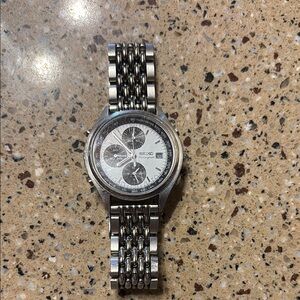 Vintage Seiko Silver Chronograph Watch with Jubilee Bracelet